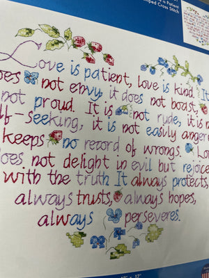 Love is Patient Stamped Cross Stitch