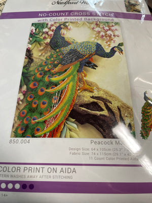 Peacock Majesty No-Count Cross Stitch Kit