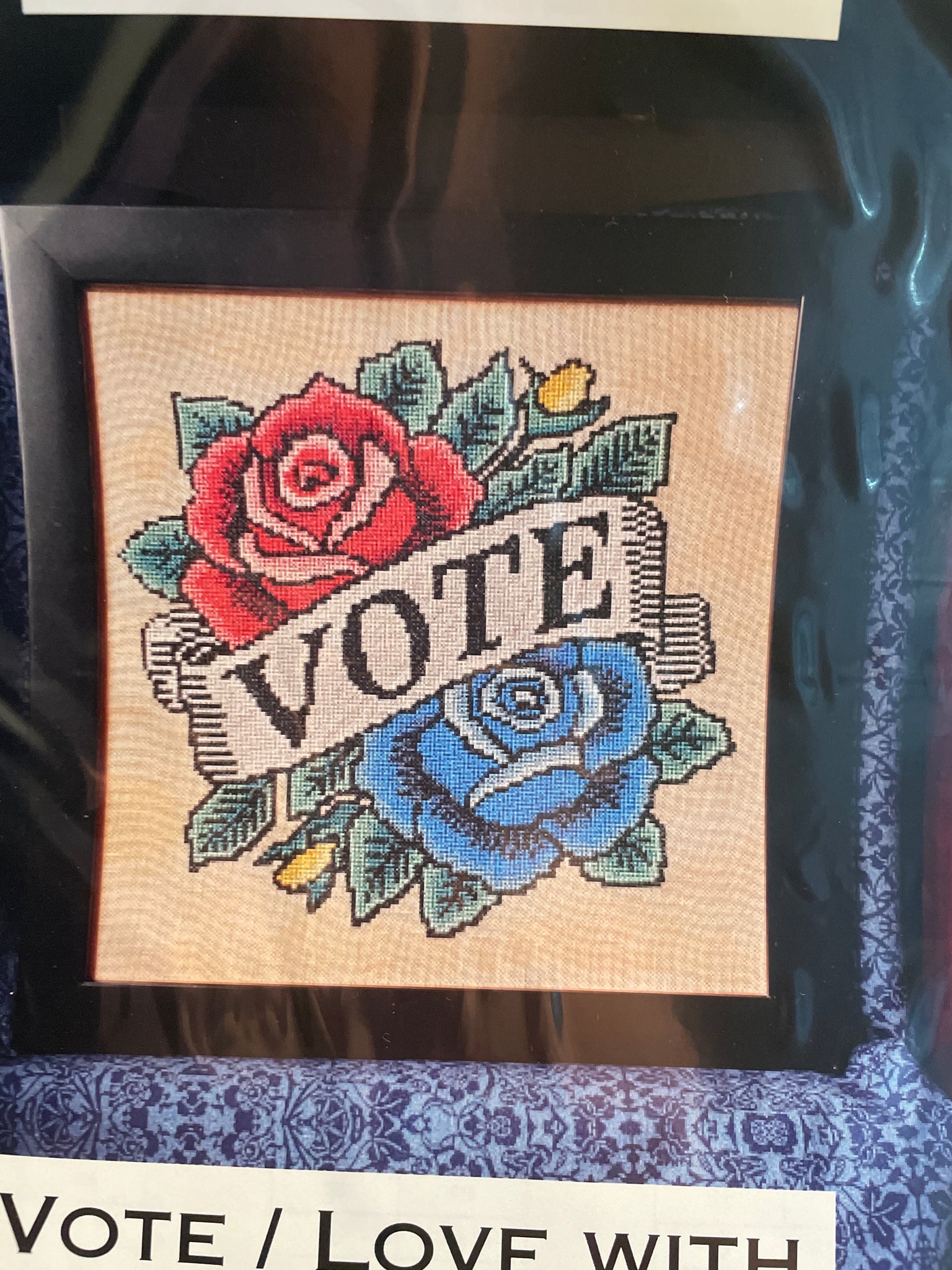 Vote/Love with Roses Tattoo | Barefoot Needleart