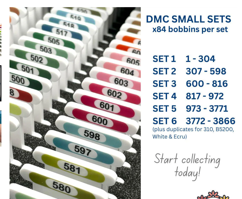 Pip And Chip DMC White 3mm acrylic bobbins small sets