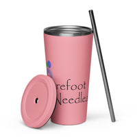 Insulated tumbler with a straw